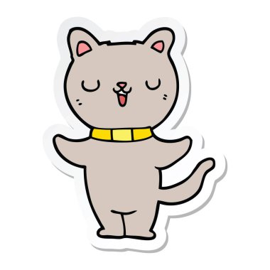 etiket bir karikatür kedi