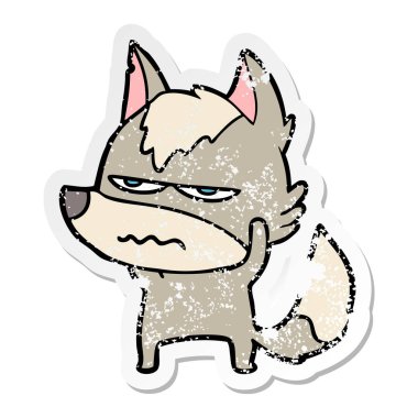 bir karikatür rahatsız kurt sıkıntılı etiket