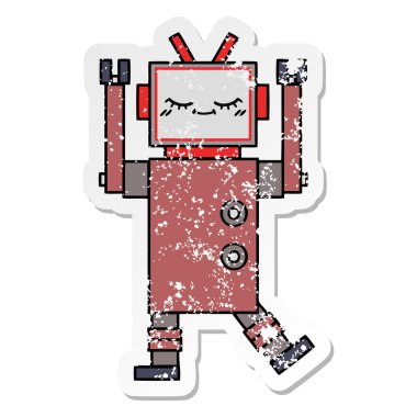 sevimli çizgi robot sıkıntılı etiket