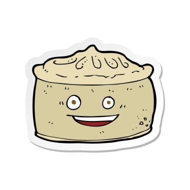 etiket yüzü olan bir çizgi film pastası