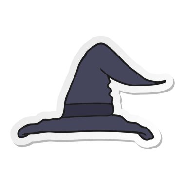 etiket bir karikatür cadı şapka