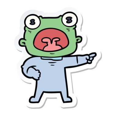 bir çizgi film garip uzaylı bağırarak etiket