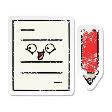 sevimli çizgi test kağıt sıkıntılı etiket