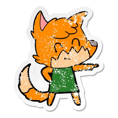 bir karikatür mutlu tilki, sıkıntılı etiket