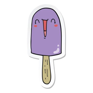bir karikatür mutlu Buz lolly etiket