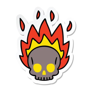 ilginç bir el etiket karikatür kafatası çizilmiş