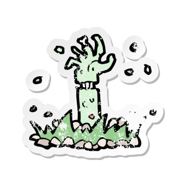 bir çizgi film zombi kol Retro sıkıntılı etiket