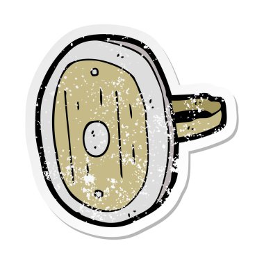 bir çizgi film Ortaçağ kalkan Retro sıkıntılı etiket