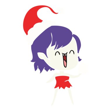 san giyen bir mutlu vampir kız sevimli düz renkli çizimi