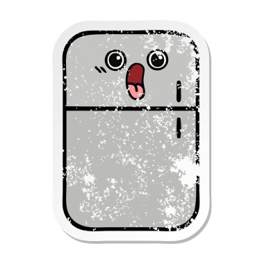 sevimli çizgi buzdolabı dondurucu sıkıntılı etiket