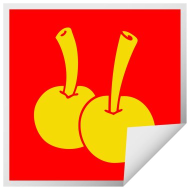 ilginç Meydanı etiket karikatür kiraz peeling