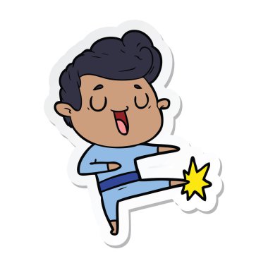 bir mutlu çizgi film adamın etiket