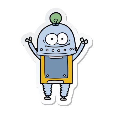 ampul ile mutlu karton robot Sticker