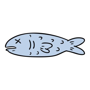 ölü bir balık karikatür doodle
