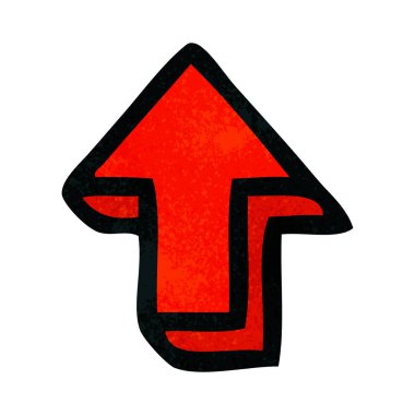 Retro grunge doku karikatür bir işaretçi ok