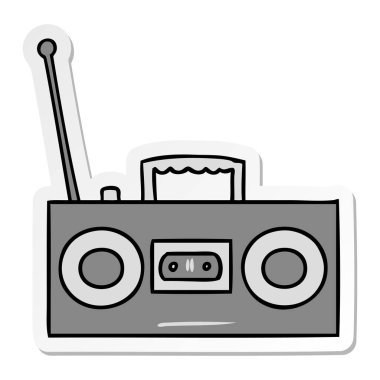 el çekilmiş etiket karikatür doodle bir etiket kaset çalar