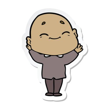 etiket karikatür mutlu bir kel adamın