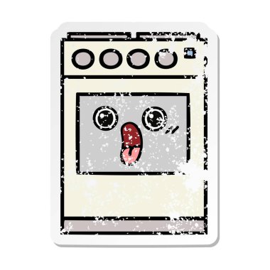 sevimli çizgi mutfak fırın sıkıntılı etiket