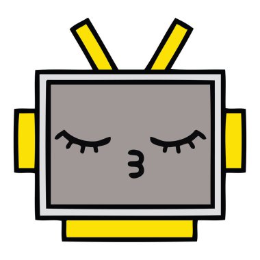 sevimli çizgi robot baş