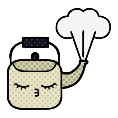 çizgi roman tarzı çizgi film buharlı su ısıtıcısı