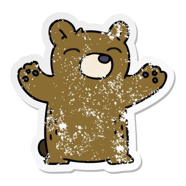 ilginç elle çizilmiş karikatür ayı sıkıntılı etiket