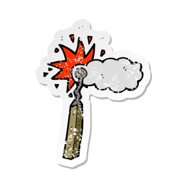 bir çizgi film maçın Retro sıkıntılı etiket