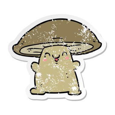 bir çizgi film mantar karakteri sıkıntılı etiket