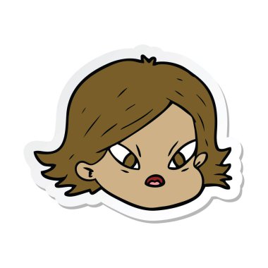 bir çizgi film kadın yüzü etiket