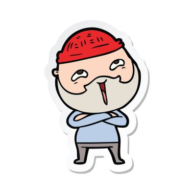 etiket karikatür mutlu bir sakallı adamın