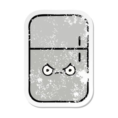 sevimli çizgi buzdolabı dondurucu sıkıntılı etiket