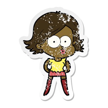 surat asmayı bir çizgi film kızın sıkıntılı etiket