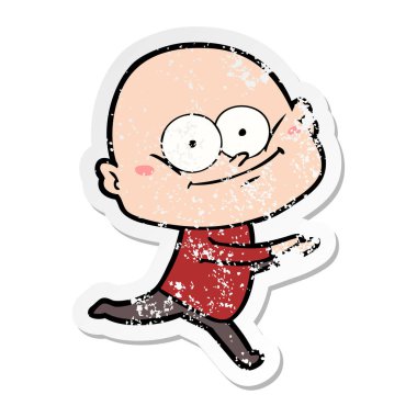 bakan bir karikatür kel adamın sıkıntılı etiket