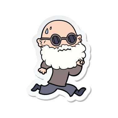 etiket sakal ve terleme güneş gözlüğü ile adam çalıştıran bir karikatür