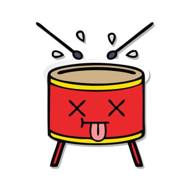 sevimli çizgi davul etiket