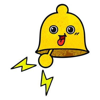 Retro grunge doku karikatür bir zil çan