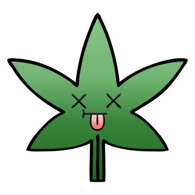 marihuana yaprağı degrade gölgeli çizgi film