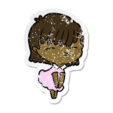 bir çizgi film kadının sıkıntılı etiket