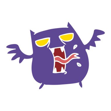 sevimli korkunç kawaii yarasa serbest çizilmiş karikatür