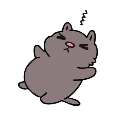 ilginç el çizilmiş karikatür kedi