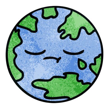 Retro grunge doku karikatür planet Earth