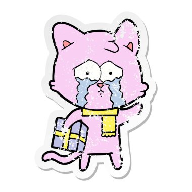 bir karikatür kedi sıkıntılı etiket