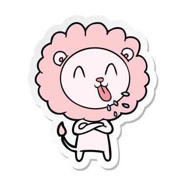 etiket mutlu karikatür aslan