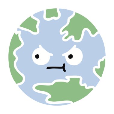 düz renk retro karikatür seyyare yerküre