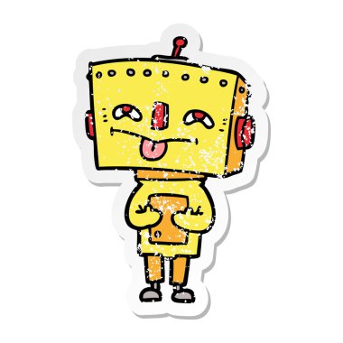 bir çizgi film robot sıkıntılı etiket