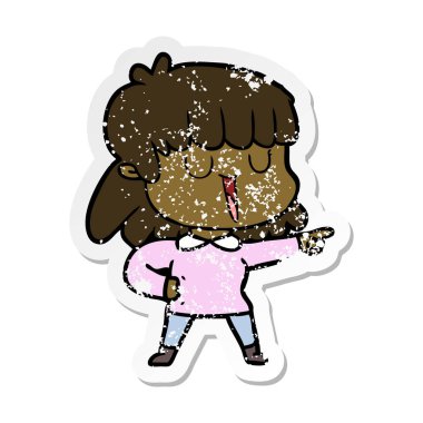 bir çizgi film kadının sıkıntılı etiket