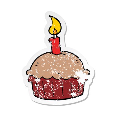 bir karikatür doğum günü kek sıkıntılı etiket