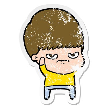 bir rahatsız çizgi film çocuk sıkıntılı etiket