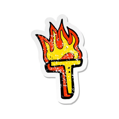 bir çizgi film yanan mektup Retro sıkıntılı etiket