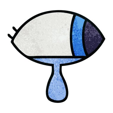 retro grunge doku karikatür bir tarafa bakarak göz ağlıyor