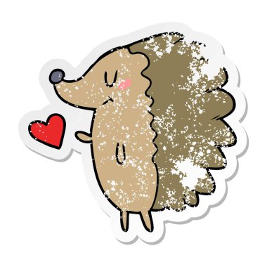 sevimli çizgi kirpi sıkıntılı etiket